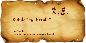 Koháry Ernő névjegykártya